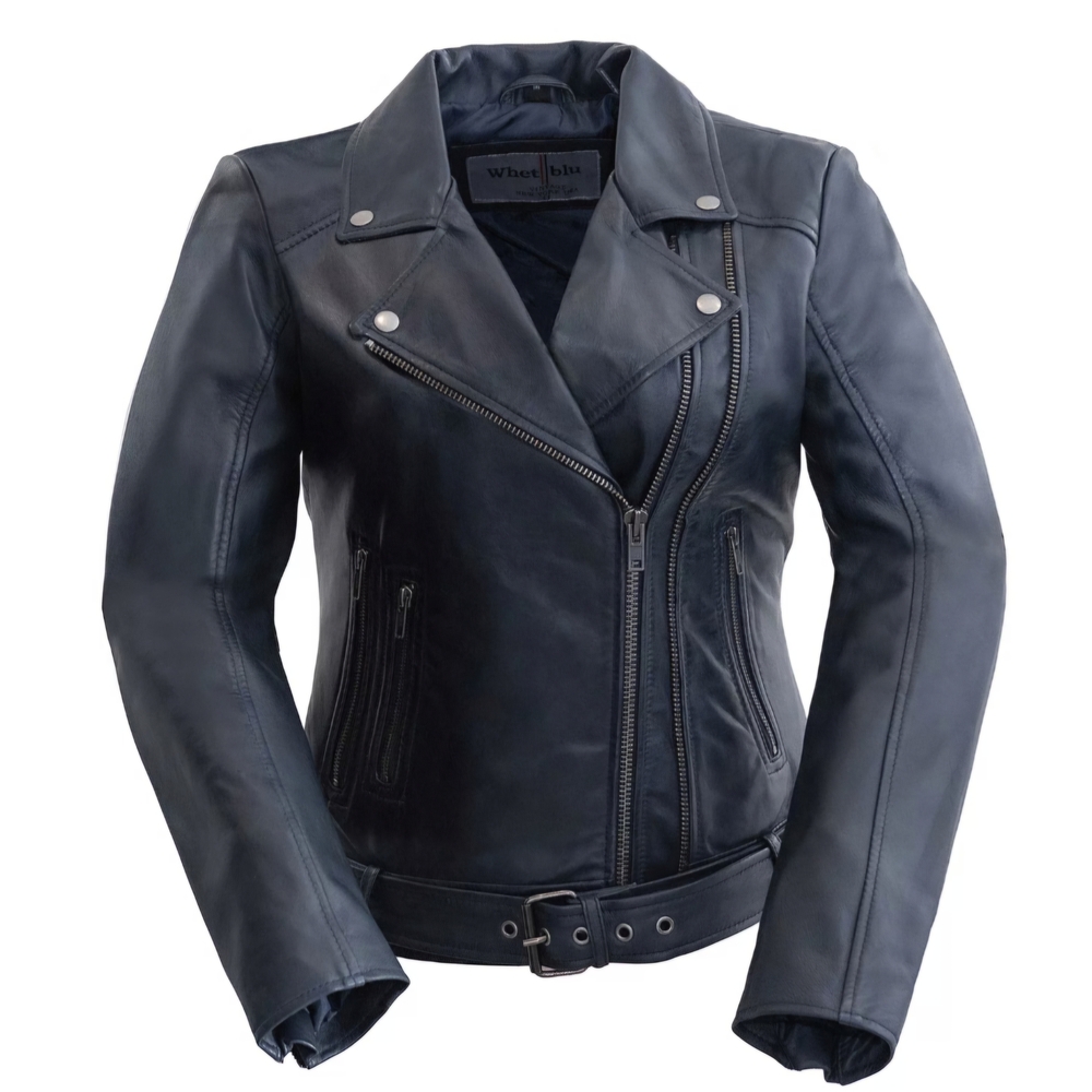Whet BLU Dark NAVY Blue Leather Jacket